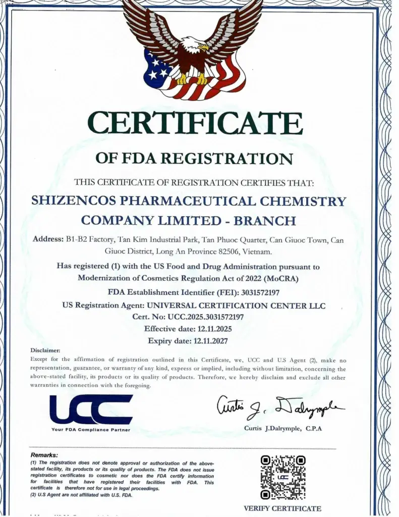CHUNG NHAN FDA MOI