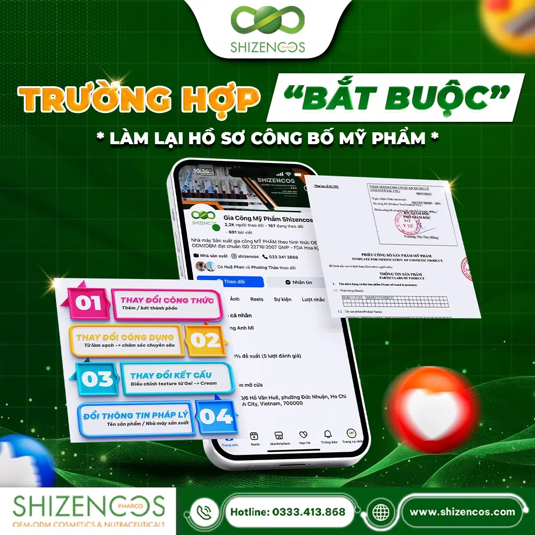 Công Bố Mỹ Phẩm Là Gì? Quy Trình Và Hồ Sơ Cần Chuẩn Bị 2026 2 Truong hop bat buoc lam lai ho so cong bo